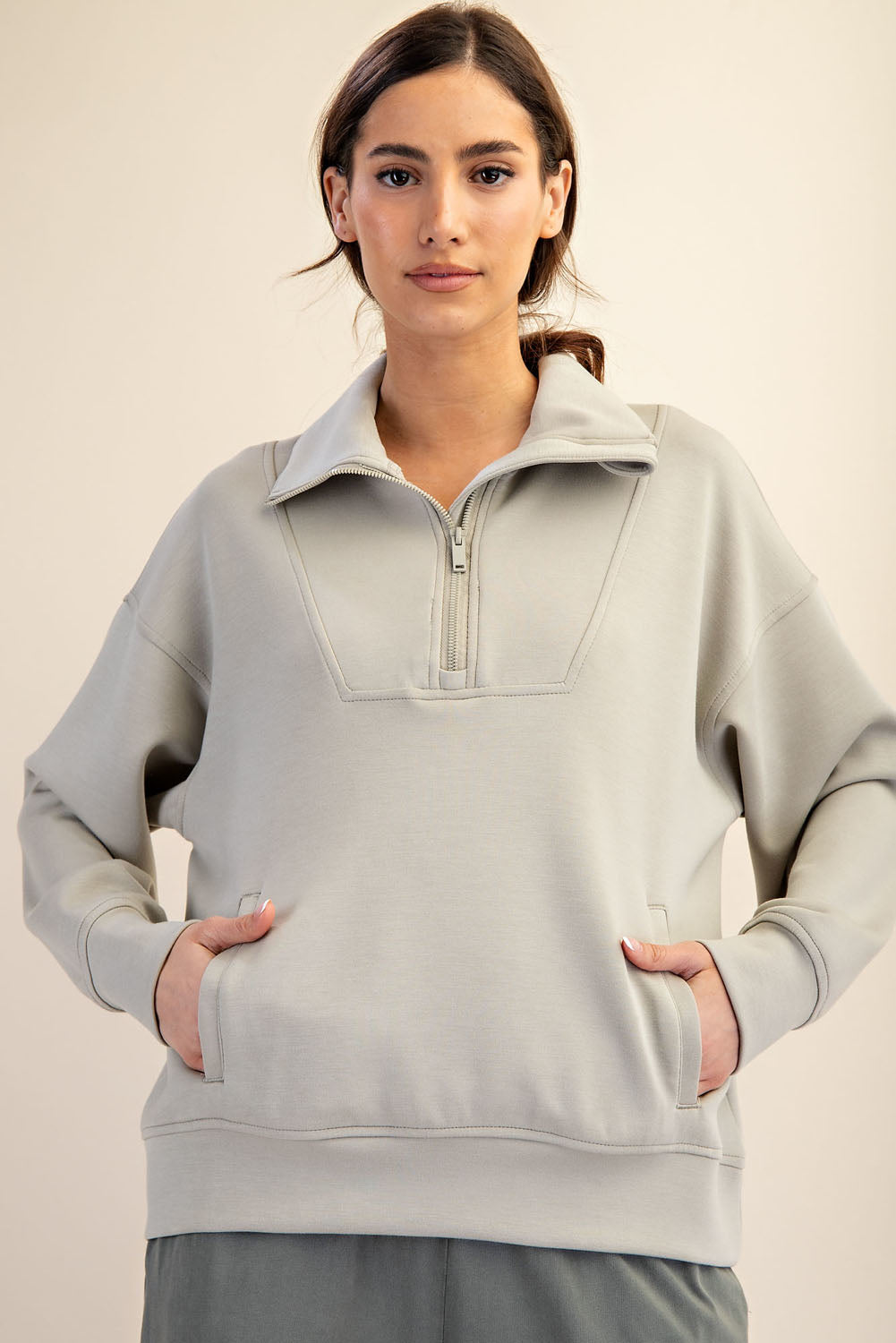 Set Poly Span Quarter Zip Mock Neck Pullover