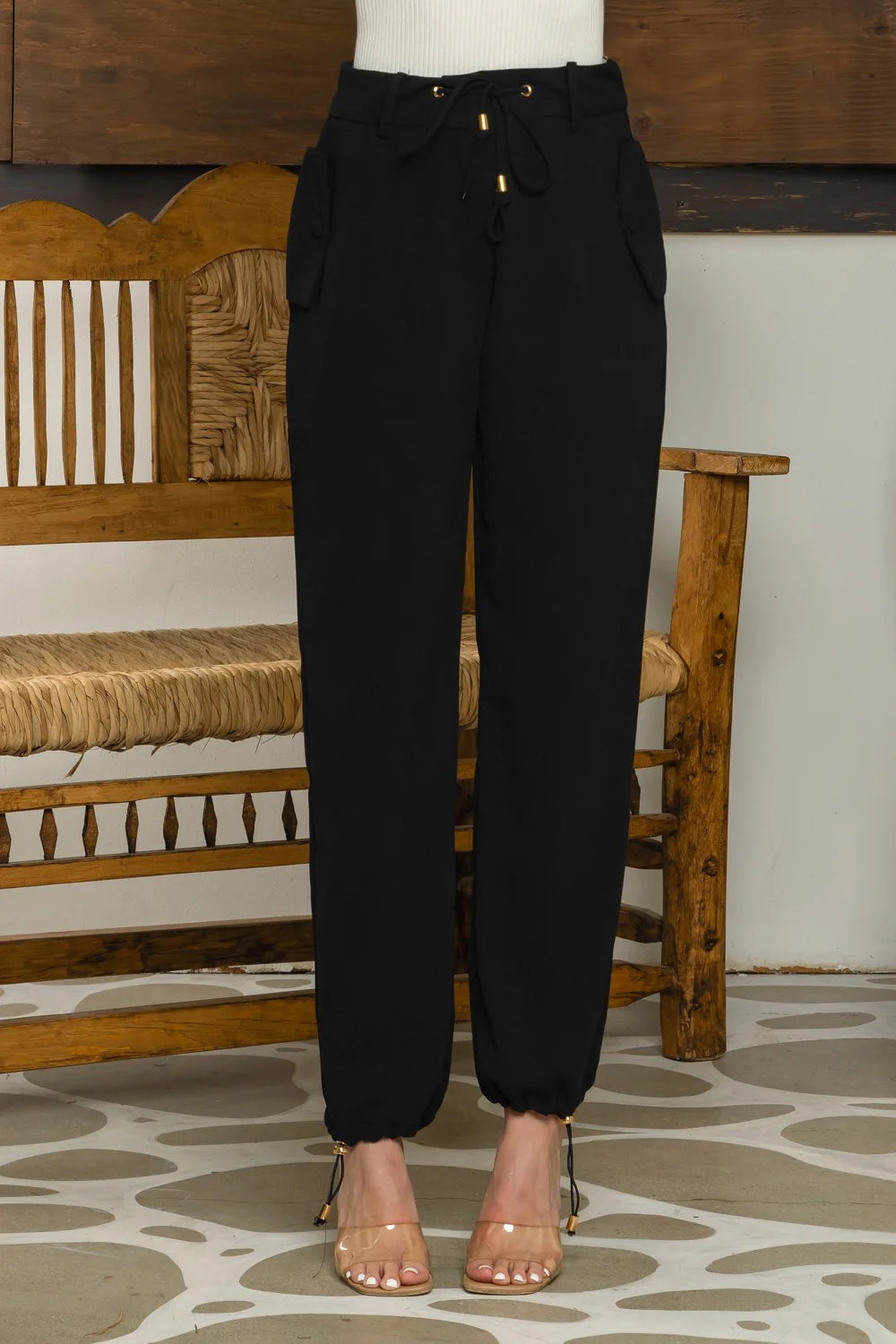 Elastic Ankle Solid Pants