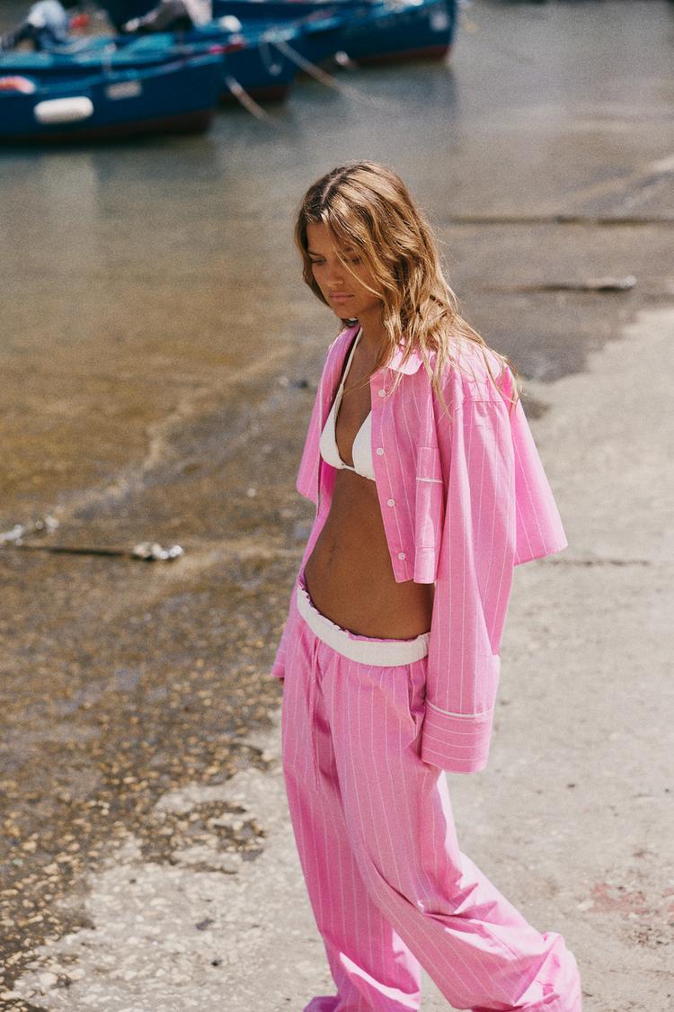 Set Crop y Pant Popelin Rayas