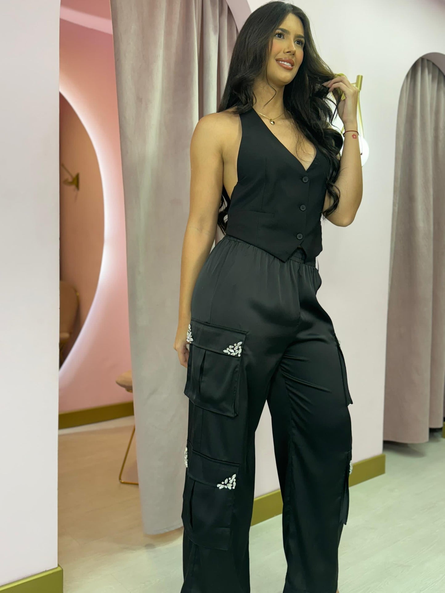 Pantalon Cargo Satin