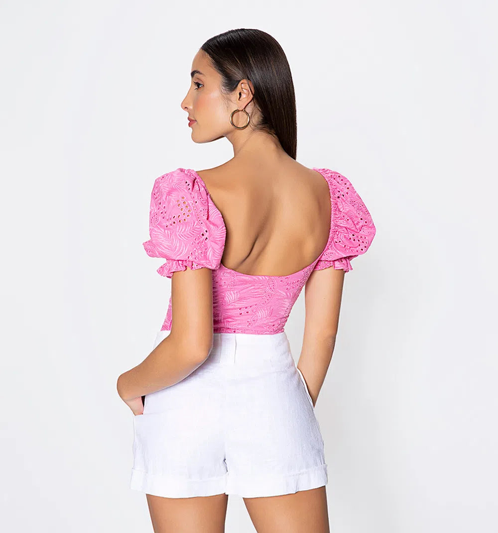 Blusa Copas Manga Corta Dorso Drapeado