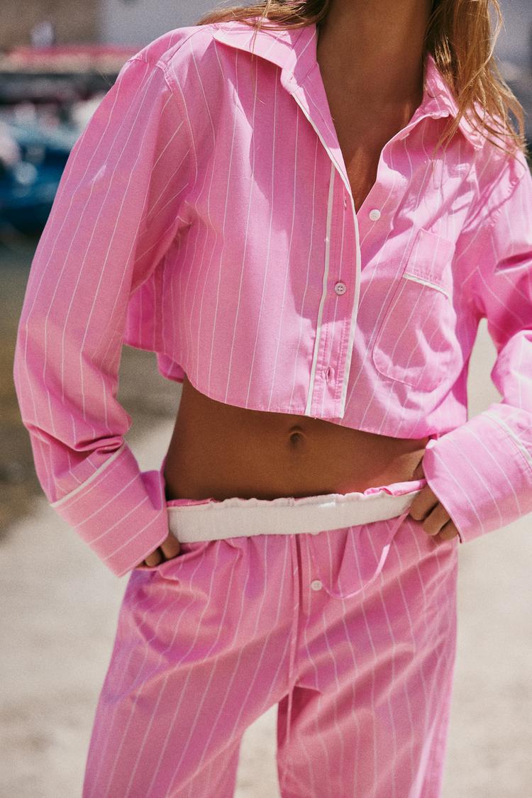 Set Crop y Pant Popelin Rayas