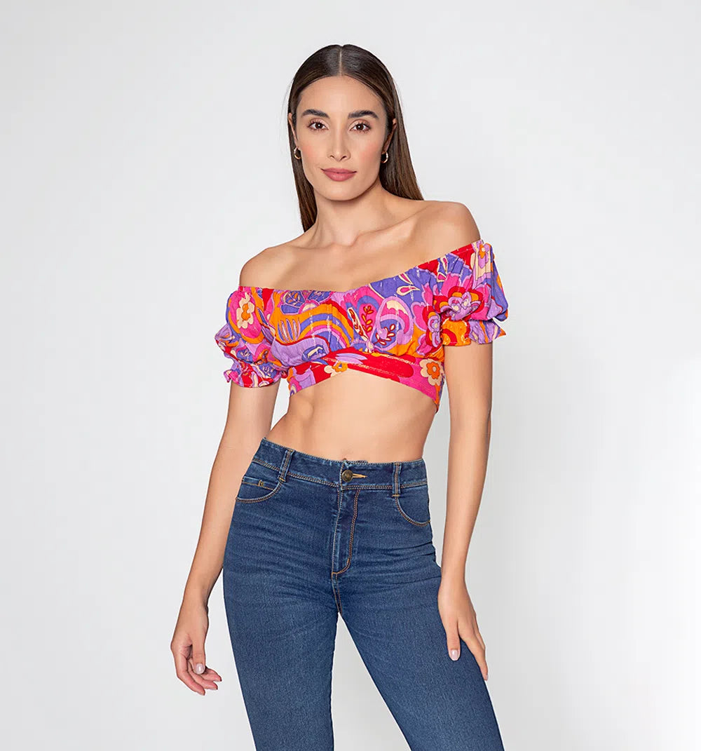 Blusa Manga Corta Amarre en Espalda