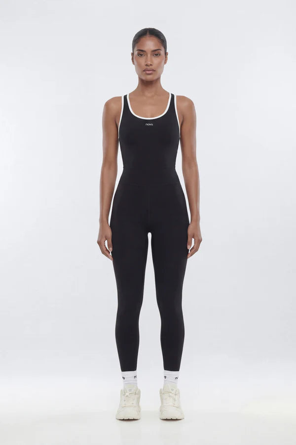 ProStretch™ 25″ Contrast Trim Skinny Racerback Cut Out Jumpsuit
