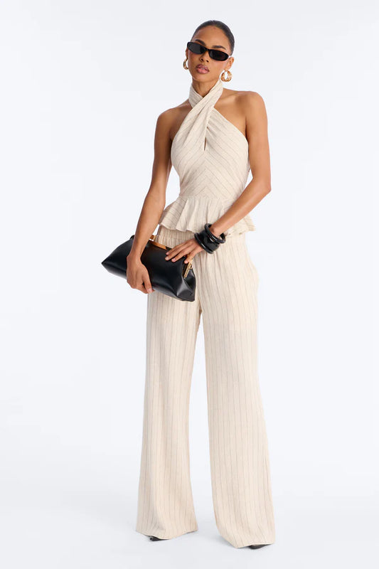 Set Making Headlines Pinstripe Linen Pant