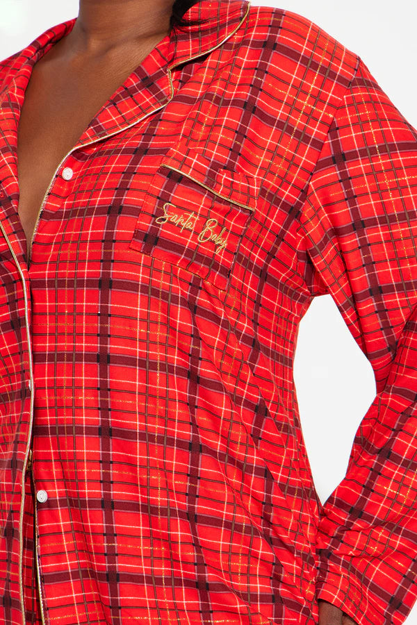 Pijama Santa Baby Embroidered Glitter Long Sleeve PJ Pant