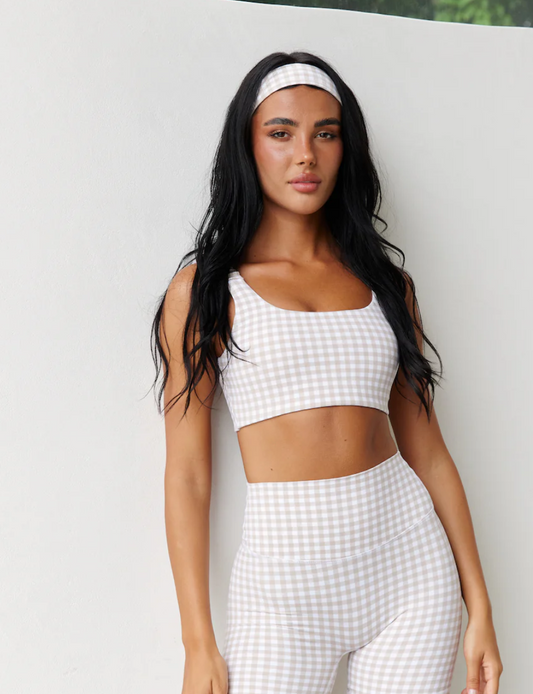 Gingham Print Ruched Performance Leggins*