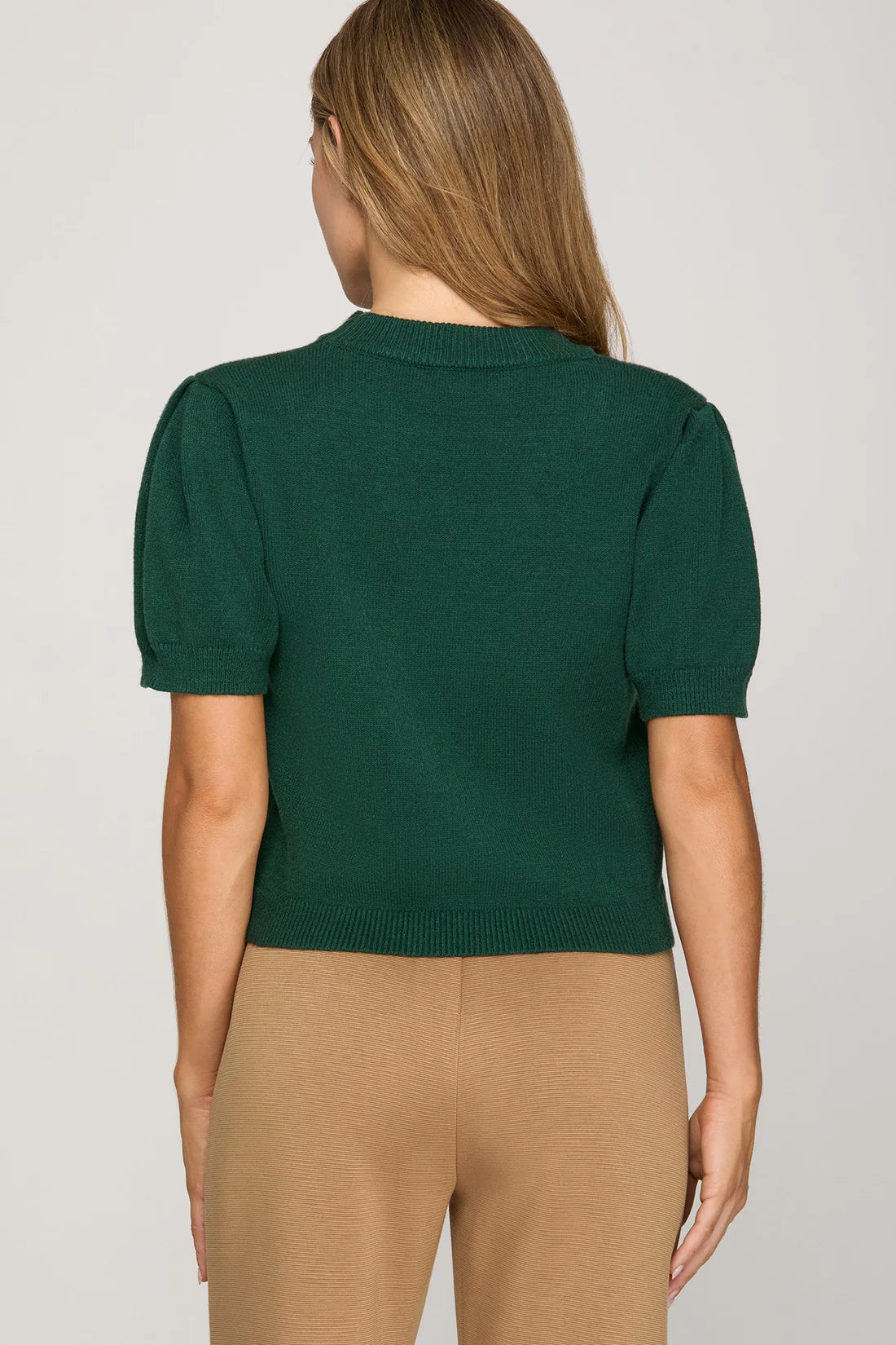 Green Short Sleeve Teddy Bear Sweater