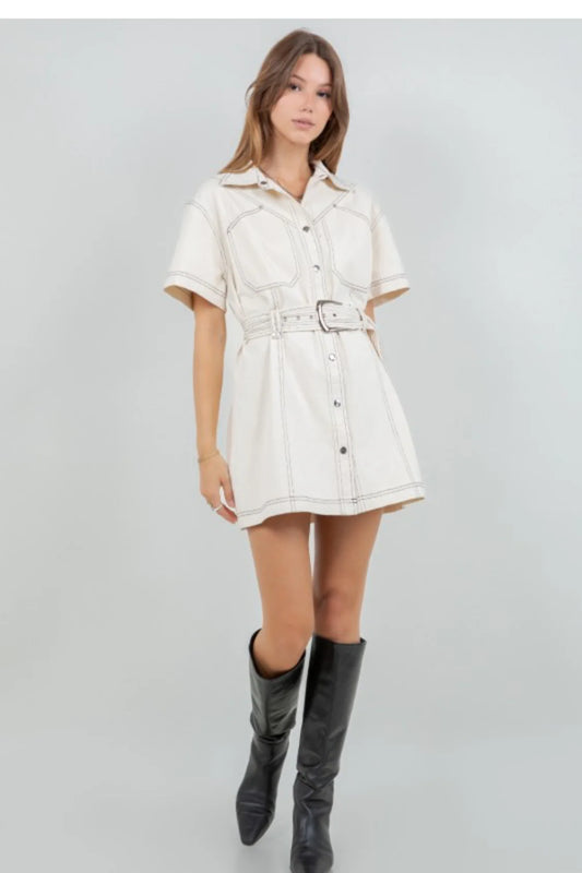 Vestido Khaki Con cinturon
