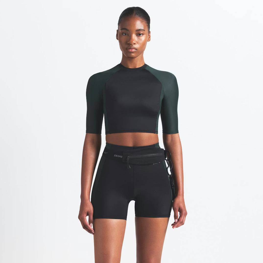 Shine Padded Half Sleeve Crop Top