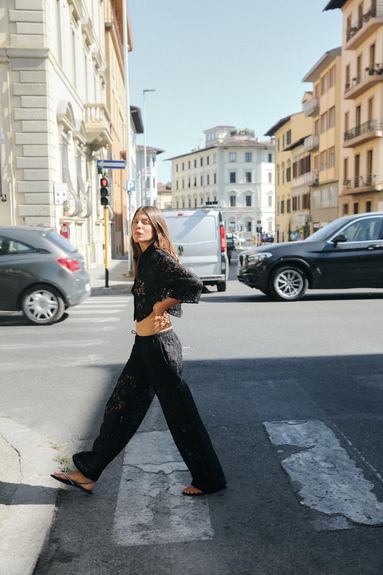 Pantalón Semi-Transparente Encaje