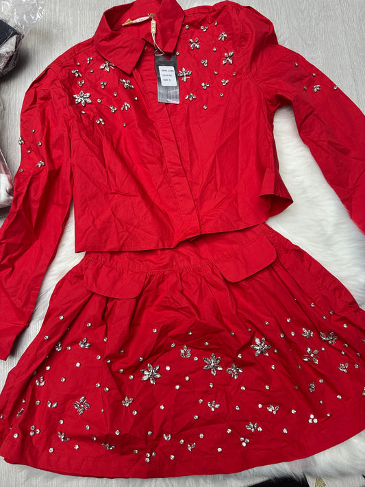 Set Falda Rojo Brillantes