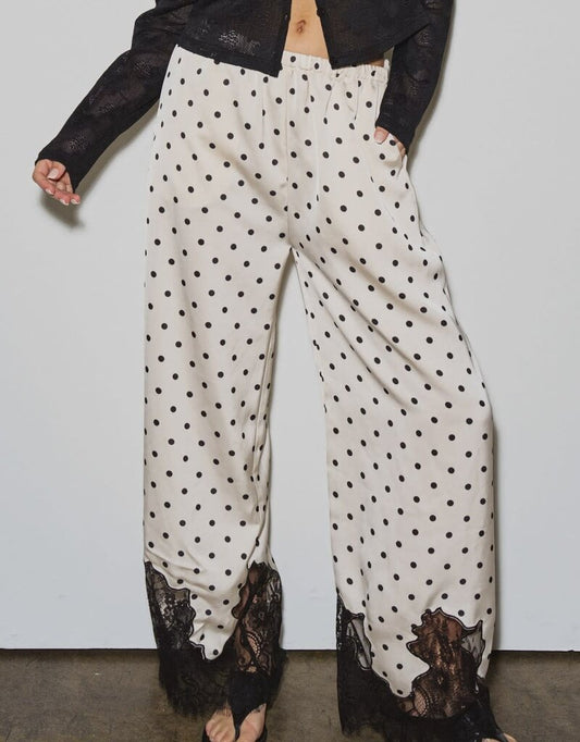 Polka Dot Satin Lace  Pant