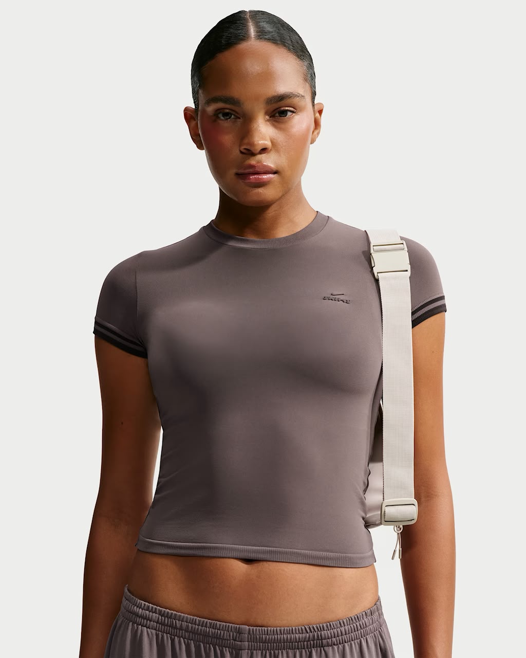 Stretch Knit Cropped T-Shirt