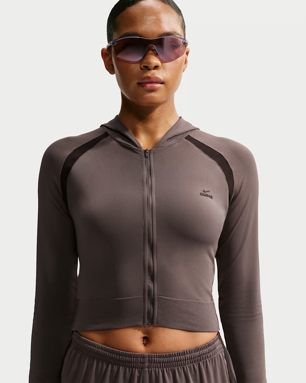 Stretch Knit Shrunken Zip Hoodie