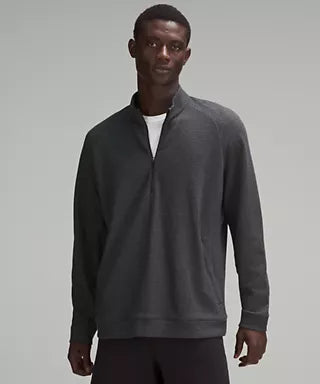 Textured Double-Knit Cotton Half Zip