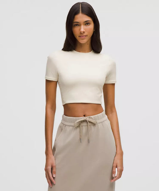 Wundermost Ultra-Soft Nulu Crewneck Cropped T-Shirt