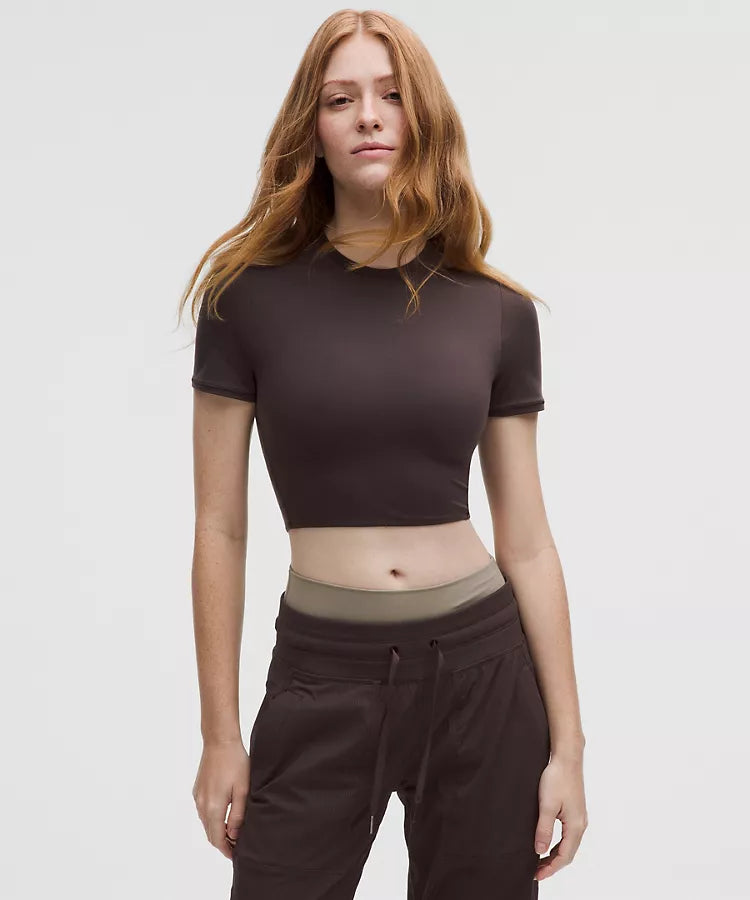 Wundermost Ultra-Soft Nulu Crewneck Cropped T-Shirt