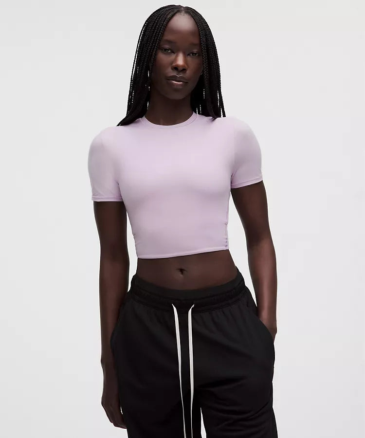 Wundermost Ultra-Soft Nulu Crewneck Cropped T-Shirt