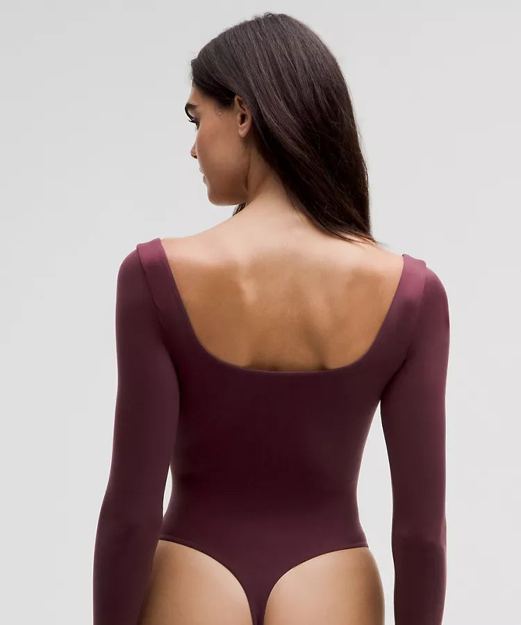 Wundermost Ultra-Soft Nulu Square-Neck Long-Sleeve Bodysuit