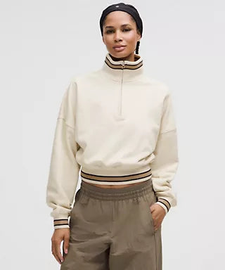 Perfectly Oversized Ringer Funnel-Neck Half Zip*
