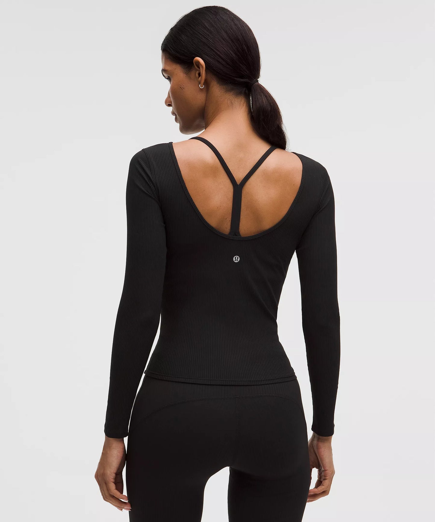 Ribbed Scoop-Back Yoga Long-Sleeve Shirt