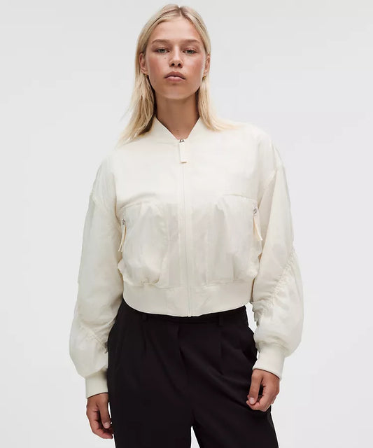 Curved-Hem Cropped Bomber