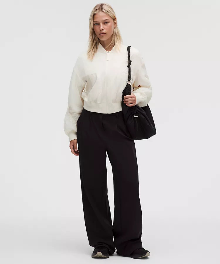 Curved-Hem Cropped Bomber