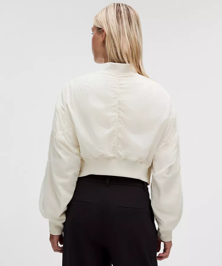 Curved-Hem Cropped Bomber