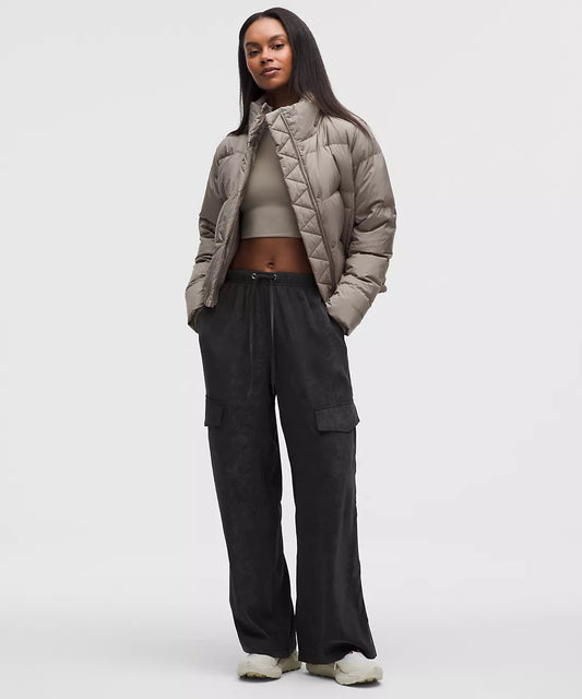Matte Satin Relaxed-Fit Mid-Rise Cargo Pant