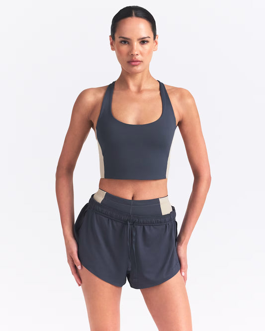 Matte Shine Mix T-Back Longline Bra