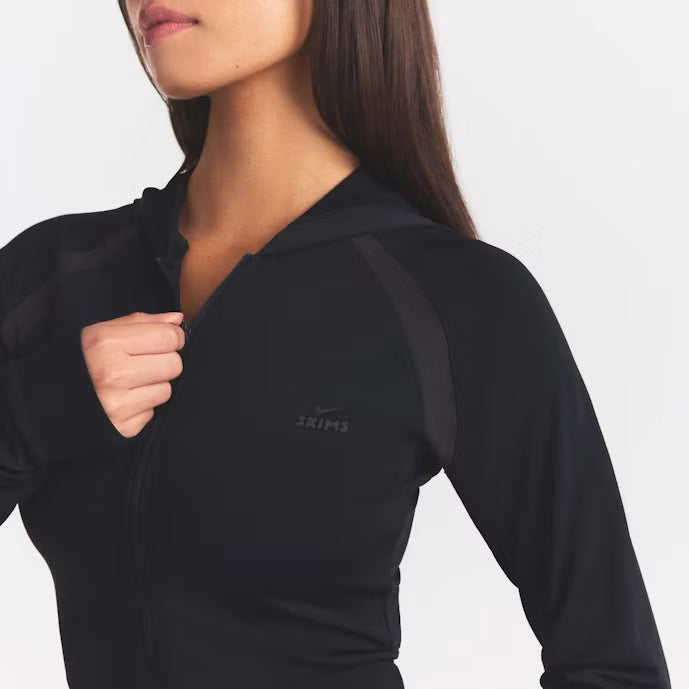 Stretch Knit Shrunken Zip Hoodie