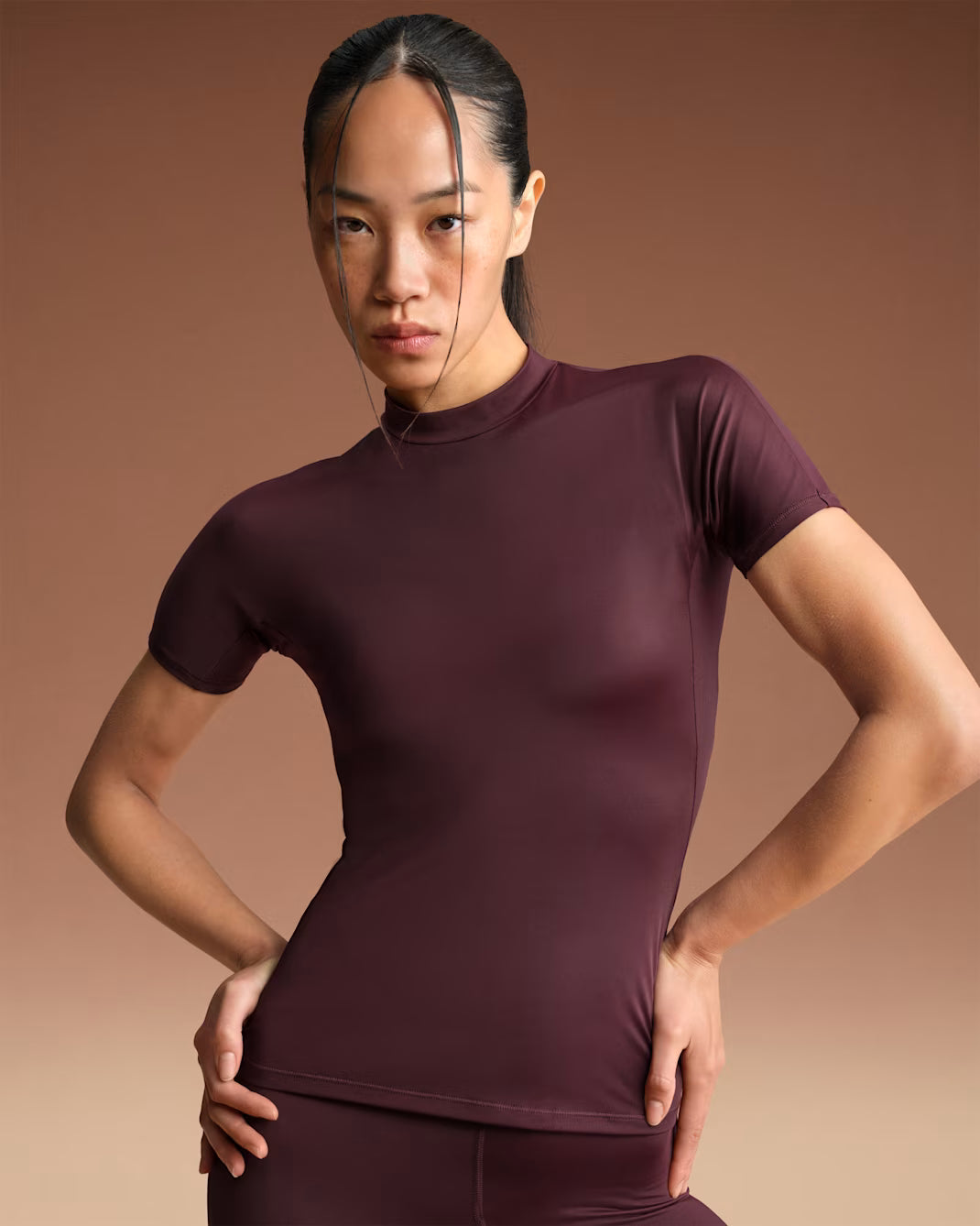 Shine Short Sleeve Mock Neck Top