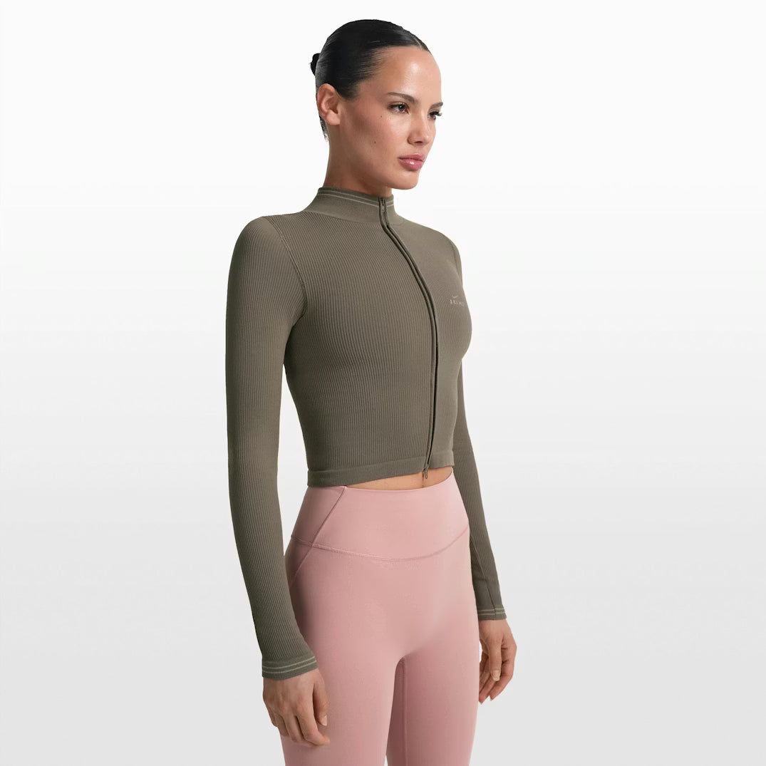 Ribbed Seamless Crop Zip Up