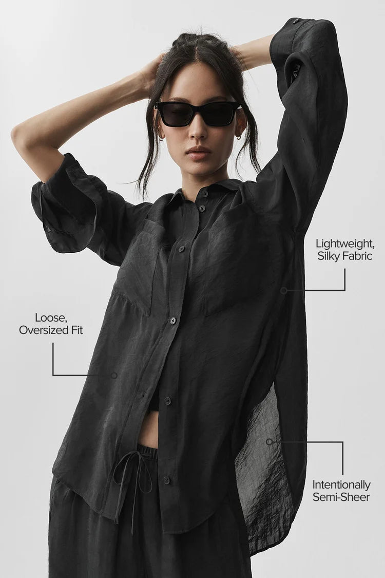 Semi-Sheer Golden Hour Button Down Long Sleeve