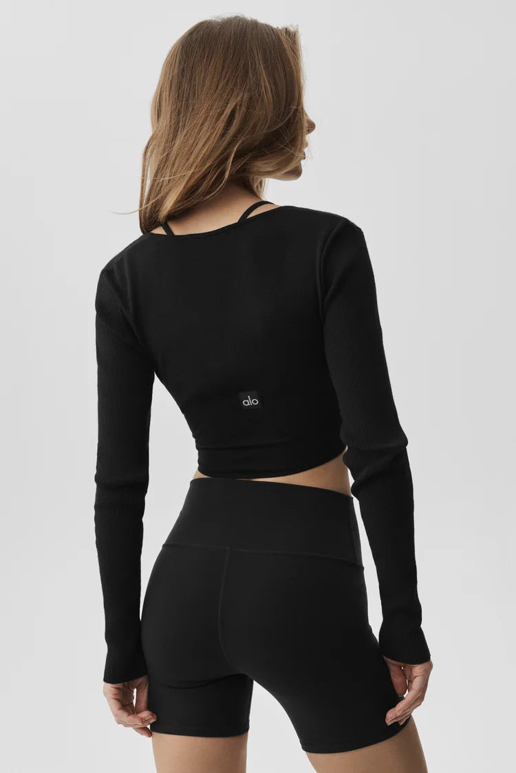 Sweater Knit Crossover Long Sleeve
