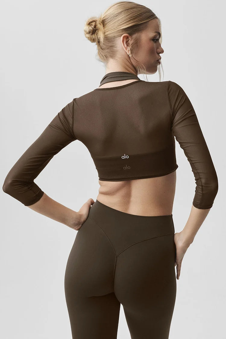 Mesh Knotty 3/4 Sleeve Top