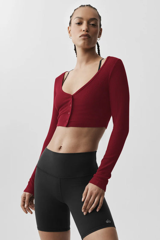 Ribbed Cropped Whisper Cardigan