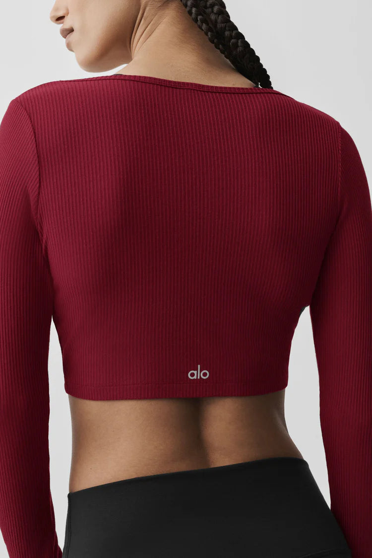 Ribbed Cropped Whisper Cardigan