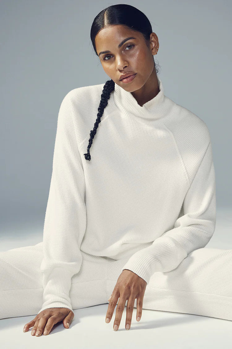 Waffle Weekend Escape Mock Neck Long Sleeve