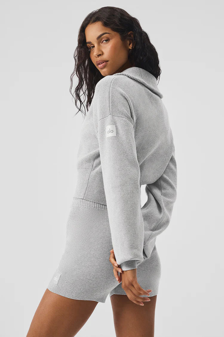 Scholar Knit Cropped Full Zip Jacket
