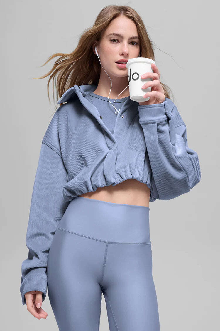 Ribbed Velour Cropped Mountain Side Jacket
