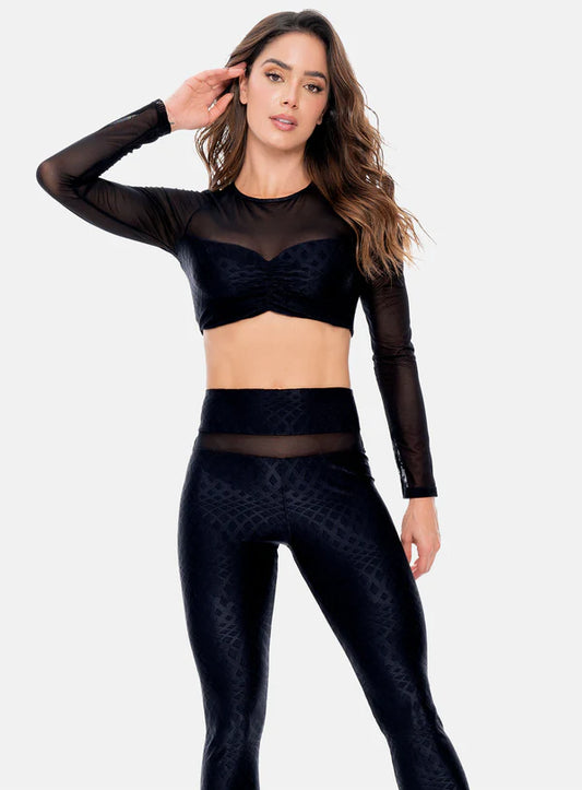 Leggins Deportivo Jacquard con Tela Semi-Transparente