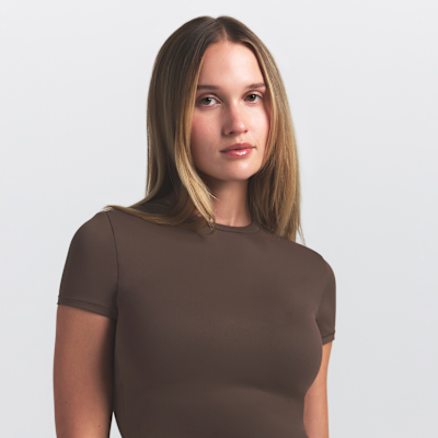 Matte Short Sleeve Mock Neck Top