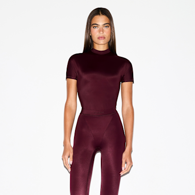 Shine Short Sleeve Mock Neck Top